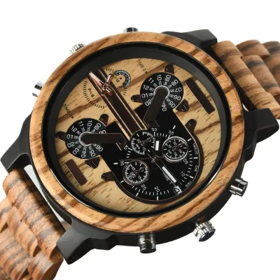 New Fashion Brand Your Own Logo Wooden Watches Quartz Analog Display High Quality Big Dial Wholesale Classic OEM Pure Wood Watch