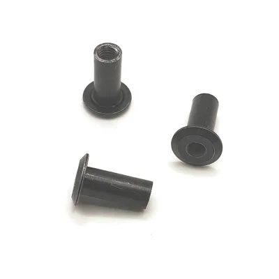 M4 M5 M6 Threaded Insert Black Steel Round Base Insert Nuts Open Side for Wood Plastic