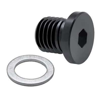 M12x1.5 Aluminum Hexagon Flange Thread Plug with Gasket,Black Oil Drain Screw for Automotive Modification & Hydraulic Systems