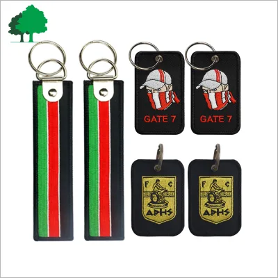 OEM Double Side Embroidered Key Chain Custom Design Fabric Key Ring for Promotional Souvenir Gifts