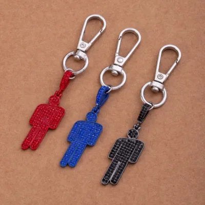 Hot-selling Fashion Light Luxury Cartoon Tilted-head Pendant Keychain for Men, Hip-hop Niche Trendy Accessories