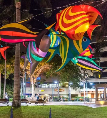 High Quality Indoor Outdoor Giant Colorful Flying Inflatable Fish Balloon RGB LED Light 2m Size Modern Brand for Advertising