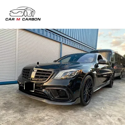 S -class W222 B700 Style CF Car Front Lips 2018y~2020y Carbon Fiber Front Chin Anterior Lip for S Class W222 B700 Style