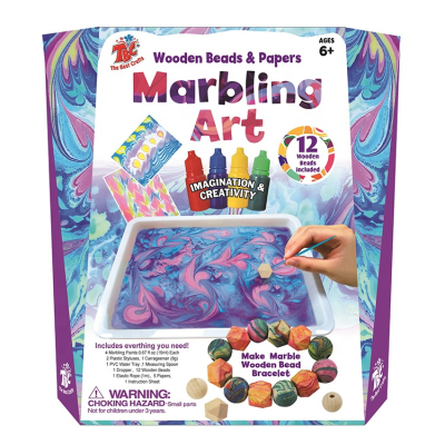Wooden Beads & Paper Painting Marbling Art Paint Sets for Kids Students