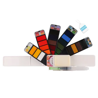 SINOART 25 Colors Foldable Water Paint Set Low MOQ Portable Watercolor Set Solid Watercolor Painting Kit for Travel