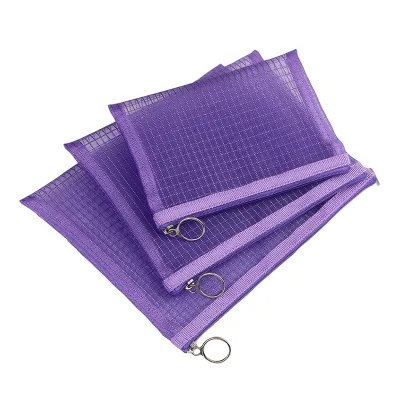 3pcs Mesh Travel Cosmetic Zipper Bag Fashion Makeup Toiletry Bag Set See Through Mesh Pencil Case Custom Logo