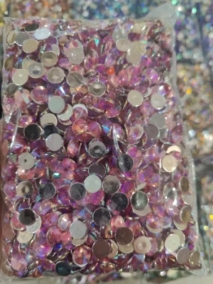 Quality Round Rivoli Shape Acrylic Flatback Rhinestones Light Pink AB Stones for Handcrafts Fashion Accessories