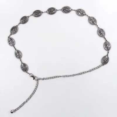 European American Women's Ethnic Bohemian Style Dress Metal Waist Chain Decoration Popular Abdominal Decoration Belt Chain