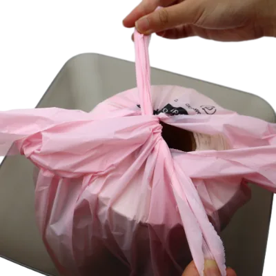 Factory Supplied Biodegradable Pink Wave Top Kitchen Waste Bags Roll 27L Low Price Eco-friendly Compostable Garbage Trash Bags