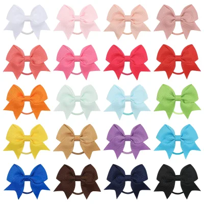 New Solid Color Grosgrain Ribbon Hair Headwear Baby Girls Bow Hair Band and Hoops for Children