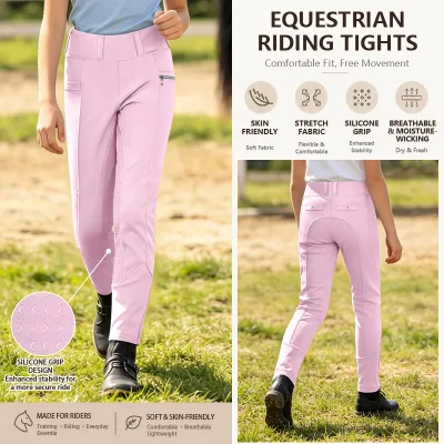 Summer Best-selling Children Girls Horse Riding Clothing Elegance Stretchy Quick Dry Girls Equestrian Breeches for Performance