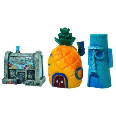 Cartoon Fish Tank Decor Figures Ornaments Simulation Resin Pineapple House Fish Tank Decoration Landscaping Aquarium Accessories