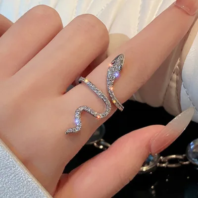 Stylish Snake Ring with Zircon - Wholesale Accessories for Women