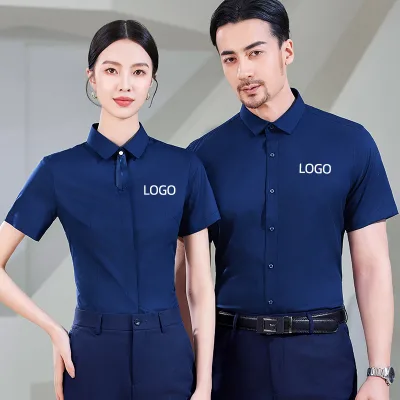 High Quality Unisex Casual Workwear Shirts Anti-Wrinkle Stand Collar Breathable Professional