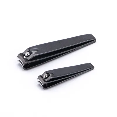 Sandblasted Black Matte Texture Stainless Steel Nail Clippers Two-piece Set Sharp Stylish Nail Care Tools