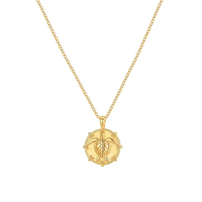 Trendy Ocean Jewelry 925 Silver Gold Plated Sea Turtle Beachy Necklace Wholesale
