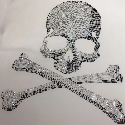 2020 Fashion Rhinestone Hotfix Motifs Skull Design Custom Rhinestone Motif
