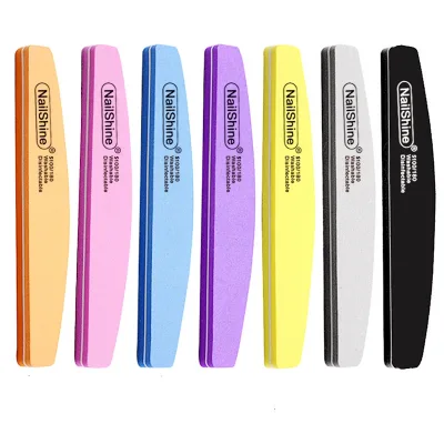 Wholesale Washable Sterilizable Durable Half Moon EVA Sponge Nail File Buffer 100/180 Pink High Quality Nail File