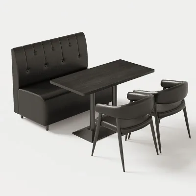 Hot Sale Table and Chairs Set Black Plated Stainless Steel Legs for Restaurant Hotel Table and Chairs Set