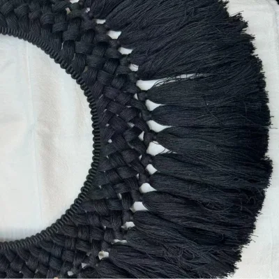 High Quality Traditional Style Hand-woven Cotton Black Tassel Fringe for Apparel Home Textiles Rugs