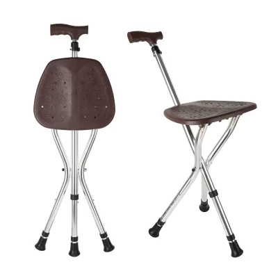Aluminum Alloy Cork Handle Folding Lightweight Cane with Seat and Height Adjustment for Travel