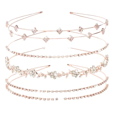 Rhinestone Headband Bridal Wedding Crystal Flower Girl Leaves Crown Metal Hair Band Tiara Prom Hair Accessories for Women