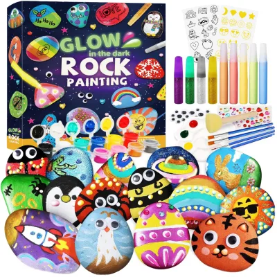 Kids Hand Painted Rock Painting Kit Creative Colorful Graffiti DIY Craft Science Educational Toy Color Box Pack Art Drawing Set
