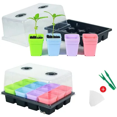 2PCS Colorful Nursery Seed Trays 12 Cells Propagation Seeding Starter Trays With Tools