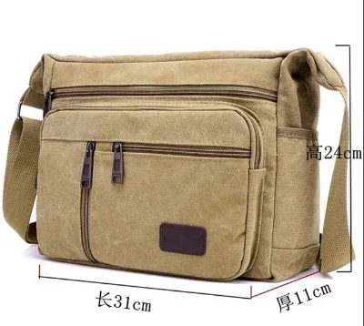 2023 New Multifunction Travel Men Washed Canvas Shoulder Bag Cross Body Messenger Bag