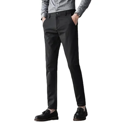 Men's Non-iron Trousers Straight-leg Business Casual Pants Nine-point Pants Black Trousers