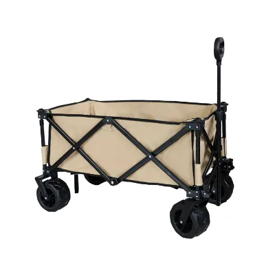 Wholesale Collapsible Camping Wagon Cart with Big All-Terrain Wheels and Drink Holders OEM Customizable Mesh Structure