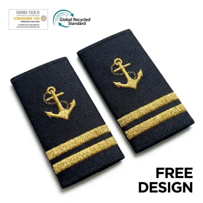 Custom Luxury Gold Embroidered Epaulettes Anchor Shoulder Patches for Sailor Style Blazer Garment Accessories Personalized Logo