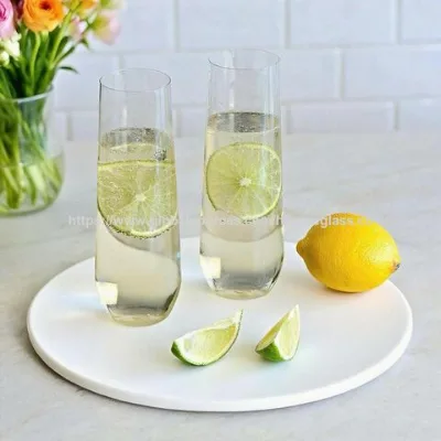 PET Disposable Stemless Plastic Champagne flutes Plastic wine glass