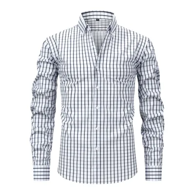Four-way Stretch Digital Print Striped Long-sleeve Collared Men's Shirt High-end Men's Shirt Men's Clothing Wholesale