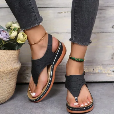 European Style Summer Large Size Casual Shoes for Women Versatile Dressing Spring Wedge Heeled Beach Sandals