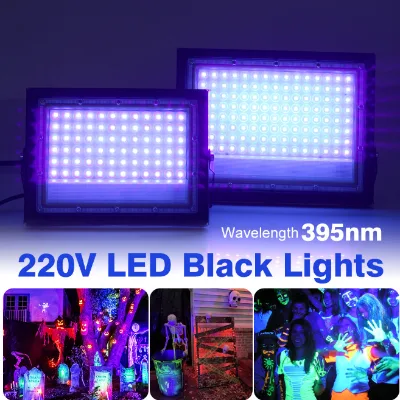 Led UV Floodlight AC220V EU Plug 50W 100W 395nm Waterproof Fluorescent Party Disco Ultravilet Lamp LED Stage Purple Blacklight