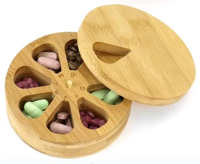 weekly round medicine box rotatable pill box cute mini pill storage case organizer pillbox for efficient medication management
