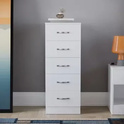 16.6kg Light Weight Easy Assembly Silver Handles Chest Drawers for Narrow Space Bedroom Hallway Storage Furniture