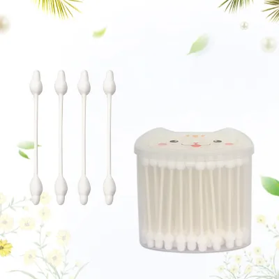 Customized China Factory in Plastic Tube Thick Thin Cotton Swabs with Wood Stick Bud for Making up Ear Cleaning