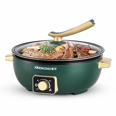 Hot Sale round Liner Frying Pan with Tempered Glass Cover Electric Cooking Pot for Household Hotel Outdoor Home Appliances
