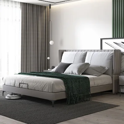 New Design White Bed Modern Frame King Queen Size Bed for Bedroom Furniture with Storage
