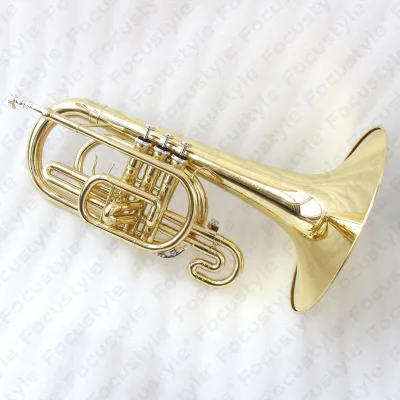 Professional Golden Brass Body Gold Lacquered Marching Mellophone F Tone High Quality Cheap Price OEM Mellophone for Performance