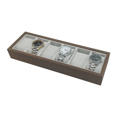 Black Walnut-grain 6-slot Watch Display Tray Wooden showcase and Merchandise Holder Wholesale