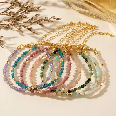 Go2BoHo New Ladies Bracelet Bohemian Style Beaded With Semi-Precious Semi-Precious Balls Fresh Natural Niche Beads