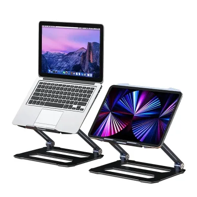 Factory Price Aluminum Laptop Riser Cooling Fan Foldable Adjustable Notebook Stand USB Port Gaming Laptop Cooler Tablet Radiator