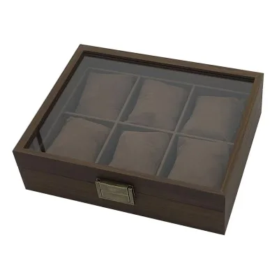 High-End 6 Meter Luxury Jewelry Organizer Black Walnut Wood with Silk Cotton Pillow Watch Storage Box