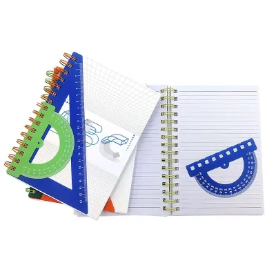 Stationary School Supply Kraft Paper Cover Lined Exercise Book A5 Spiral Custom Notebook With Pp Plastic Rulers