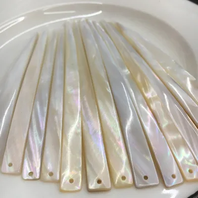 Shell Hairpin Natural White Mother of Pearl Shell Charms with Hole, Iridescent Shell Charms for DIY Tassel Jewelry Making