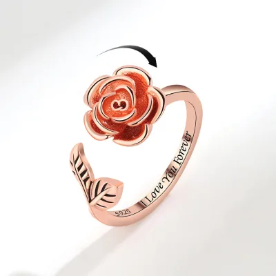Custom Anti Anxiety Fidget Rings Rose Flower Rotating Ring Women's Open Sunflower Decompression Ring