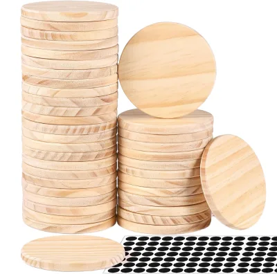 Unfinished Pine Wood Tray 4 Inch Blank Crafts Non-Slip DIY Stained Painting Wood Engraving Home Decoration